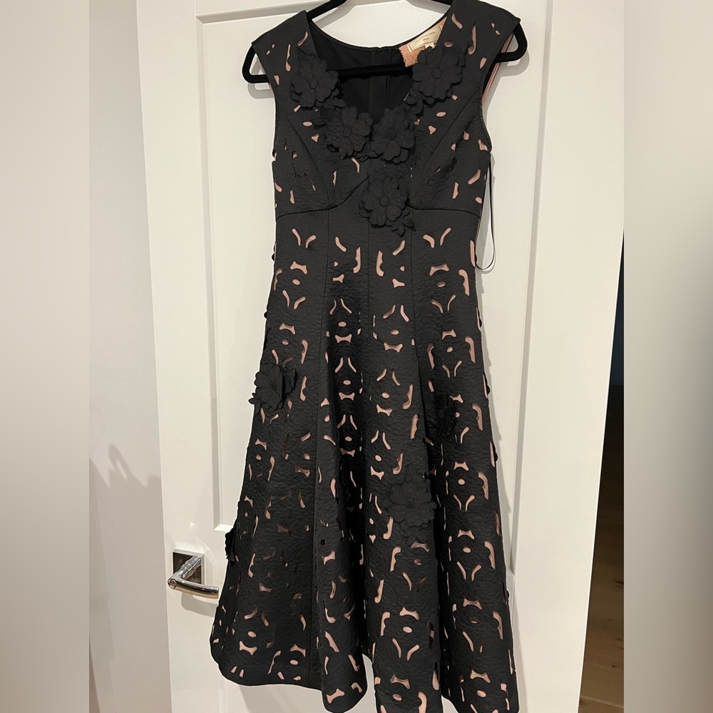 Moulinette Soeurs Floral Applique Midi A-Line Dress size  0